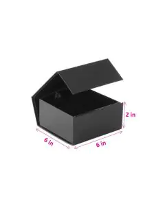 Black Collapsible Flat Rigid Gift Boxes, Cardboard Gift Packing Box, 6in x 6in x 2in, Pack of 10