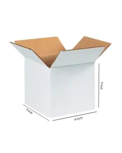 White, 03ply, Cube, Corrugated, Multipurpose, Boxes, 4in x 4in x 4in, Pack of 100