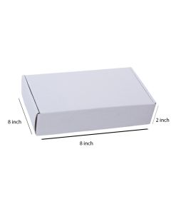 Unprinted, White, 03ply, Flat, Corrugated, Multipurpose, Boxes, 8in x 8in x 2in, Pack of 500