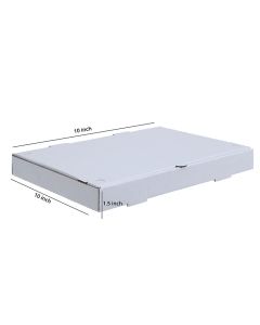 Unprinted, White, 03ply, Flat, Corrugated, Pizza, Boxes, 10in x 10in x 1.5in, Pack of 500