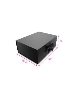 Collapsible Flat Rigid Box, Black Gift Boxes, 9in x 6.5in x 3in, Pack of 10