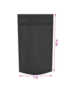 Black, Stand-up, Zip Lock, Pouches, 7in x 10in, Pack of 100