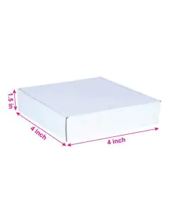 White, 03ply, Flat Corrugated Boxes, 4in x 4in x 1.5in