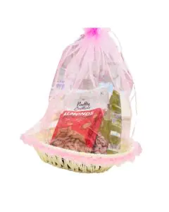 Heart Shaped Twine Paper Basket with Pink Net, 11in x 11in x 3in, Pack of 10
