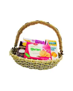 Round Cane Basket with Handle, 14in x 14in x 3in, Pack of 10