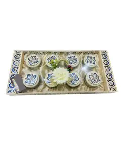 Mandala Art Crafted Gift trays with 8 Glass Jars 22in x 11in x 2in, Pack of 10