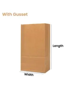 Brown, 55gsm, Gusset, Grocery, Bags, 10in x 16in, Pack of 100