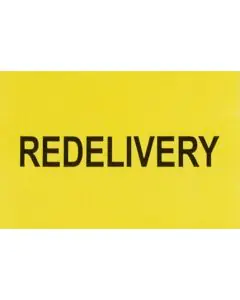 Printed, "REDELIVERY", Other, Stickers, 2in x 3in, Pack of 100