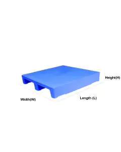 Blue, Two Way, Plastic (PP), Industrial, Pallets, 1000mm x 800mm x 130mm, Pack of 1