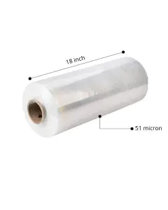 Transparent, 51microns, Stretch Wrap, 4.6kg, Rolls, 18in, Pack of 1