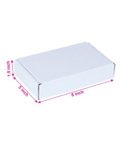 White, 03ply, Flat, Corrugated, Multipurpose, Boxes, 8in x 5in x 1.5in, Pack of 100