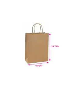 Brown, Gusset, Twist Handle, Grocery, Bags, 10.75in x 7.75in x 4in, Pack of 100