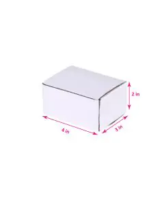 White, 03ply, Tuck In, Corrugated, Multipurpose, Boxes, 4in x 3in x 2in, Pack of 100