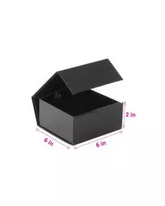 Black Collapsible Flat Rigid Gift Boxes, Cardboard Gift Packing Box, 6in x 6in x 2in, Pack of 10