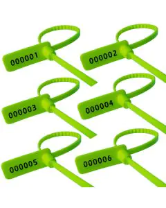 Green, One Time Lock, Security, Seals, 8in, Pack of 1000