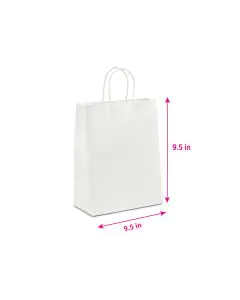 White, Gusset, Twist Handle , Shopping, Bags, 9.5in x 9.5in x 5.5in, Pack of 100