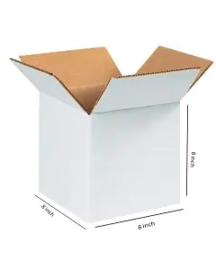 Unprinted, White, 03ply, Universal, Corrugated, Multipurpose, Boxes, 8in x 8in x 8in, Pack of 500