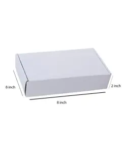 Unprinted, White, 03ply, Flat, Corrugated, Multipurpose, Boxes, 8in x 8in x 2in, Pack of 500