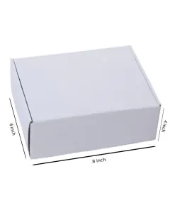 White, 03ply, Flat, Corrugated, Multipurpose, Boxes, 8in x 8in x 4in, Pack of 500