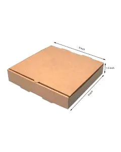 Unprinted, Brown, 03ply, Flat, Corrugated, Pizza, Boxes, 9in x 9in x 1.5in, Pack of 500