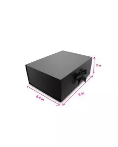 Collapsible Flat Rigid Box, Black Gift Boxes, 9in x 6.5in x 3in, Pack of 10