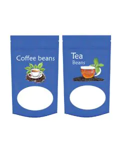 Blue Window Stand-up, Zip Lock, Pouches, 5in x 8in, Pack of 100