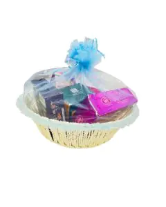 Round Twine Paper Basket with Blue Net, 15in x 15in x 4in, Pack of 10