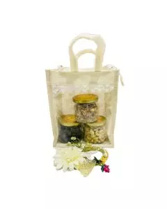 White Eco-Friendly Jute Bag with Zip ,10in x 8in x4in - Pack of 10