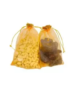 Orange Organza Potli (8in x 5in x 0.04in ) - Pack of 25