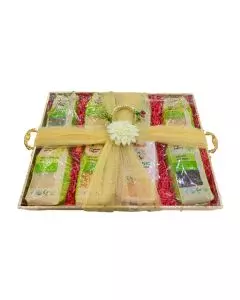Metallic wood Trays with fancy handle 21in x 16in x 2in, Pack of 10