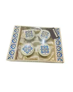Mandala Art Crafted Gift trays with 4 Glass Jars 14in x 11in x 2in, Pack of 10