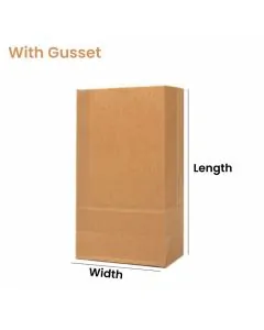 Brown, 55gsm, Gusset, Grocery, Bags, 10in x 16in, Pack of 100