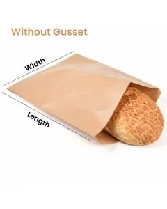 Brown, 55gsm, Without Gusset, Grocery, Bags, 6in x 11in, Pack of 100