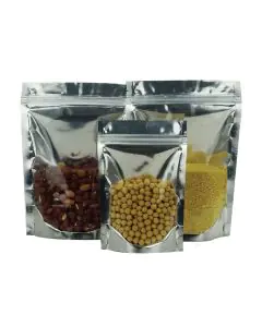 Metalized & Transparent Standup Ziplock Pouch, 6in x 9in, Pack of 100