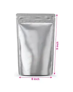 Metallized, Stand-up, Zip Lock, Pouches, 6in x 9in, Pack of 100