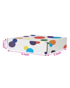 Printed, 03 Ply, Corrugated Box with Cheerful Multicolour Dots, 4in x 3in x 1in, Pack of 50