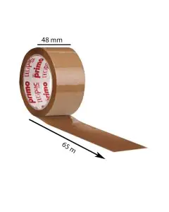Unprinted, Brown, 42microns, Round, Self adhesive, Tapes, 48mm x 65m, Pack of 12
