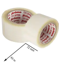 Unprinted, Transparent, 42microns, Round, Self adhesive, Tapes, 72mm x 65m, Pack of 8