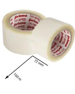 Unprinted, Transparent, 42microns, Round, Self adhesive, Tapes, 72mm x 100m, Pack of 8
