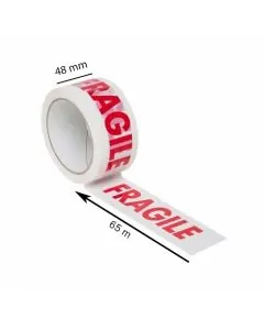 Transparent, 42microns, Fragile Handle with Care, Self adhesive, Tapes, 48mm x 65m, Pack of 12