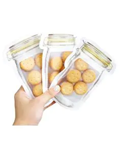 Transparent, Jar Shape, Stand-up, Zipper , Pouches, 5.7in x 8.27in, Pack of 500
