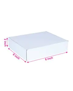 White, 03ply, Flat, Corrugated, Multipurpose, Boxes, 6in x 6in x 2in, Pack of 100