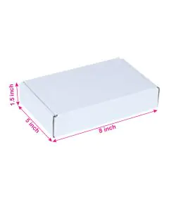 White, 03ply, Flat, Corrugated, Multipurpose, Boxes, 8in x 5in x 1.5in, Pack of 100