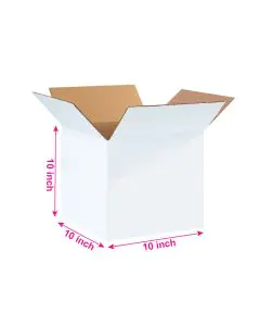 Unprinted, White, 05ply, Cube, Corrugated, Multipurpose, Boxes, 10in x 10in x 10in, Pack of 500