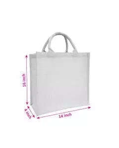 Eco-Friendly, Off-White Jute Bag with Handles, 14in x 4in x 16in, Pack of 10