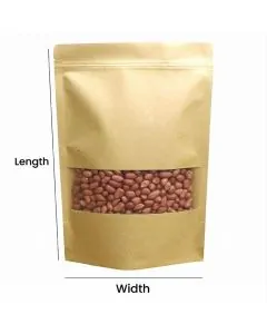 Kraft, Window Stand-up, Zip Lock, Pouches, 3.5in x 6in, Pack of 500